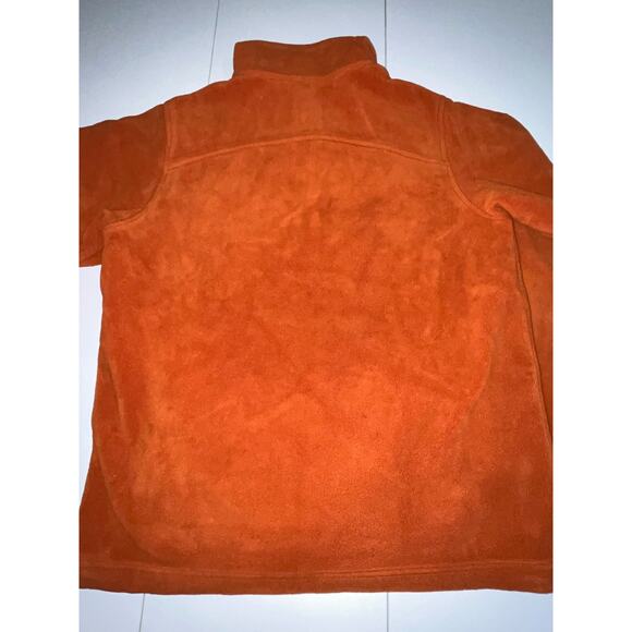 LL Bean Pumpkin Orange Fleece Quarter Zip Pullover Hand Warmer Pocket Sz Medium - Picture 10 of 10